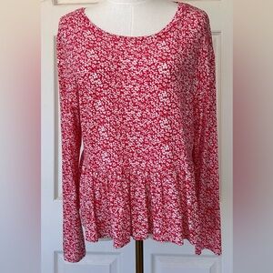 Wednesday’s Girl Brand Floral Top‎ Peplum Long Sleeved Size 18